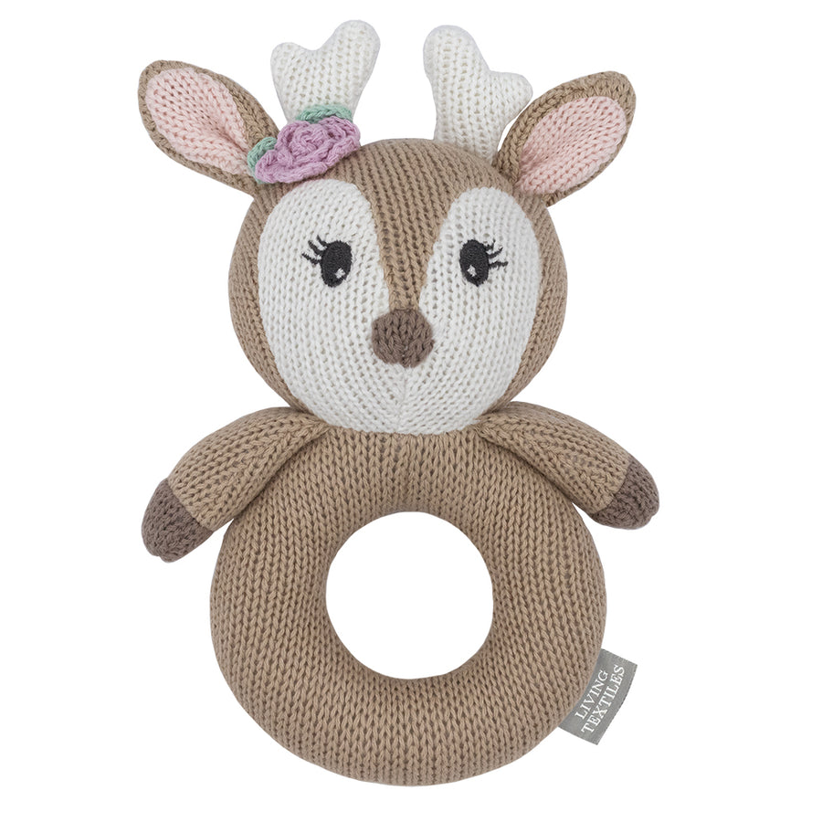 Knitted Ring Rattle - Ava the Fawn