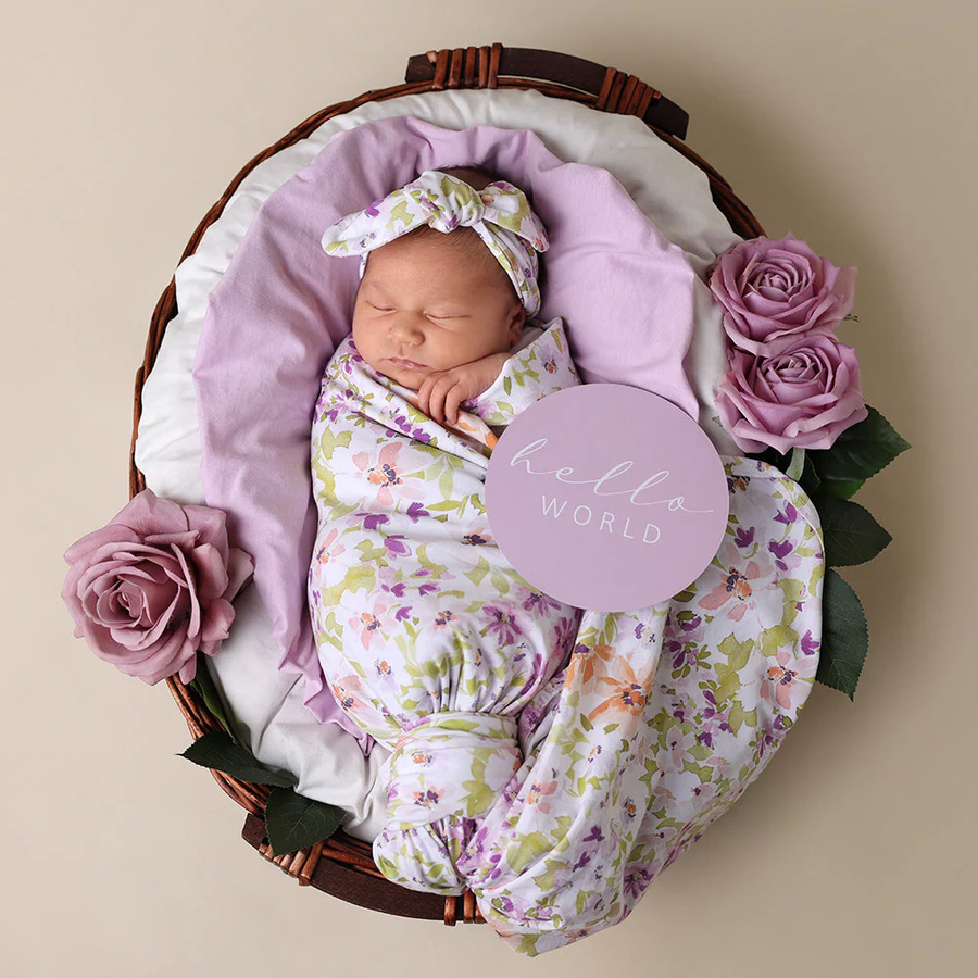 Baby Jersey Wrap and Top Knot Set - Isla