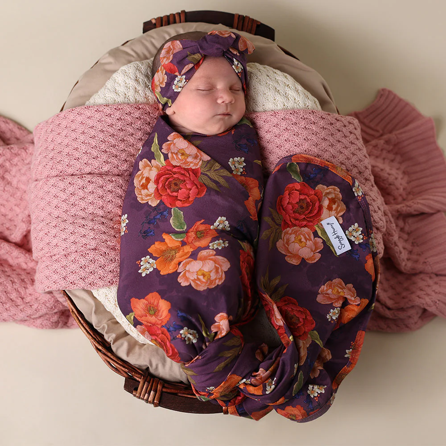 Baby Jersey Wrap and Top Knot Set - Sienna