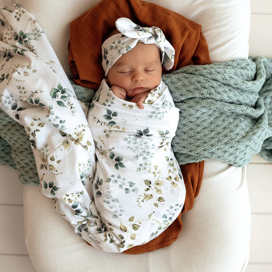 Baby Jersey Wrap and Top Knot Set - Eden