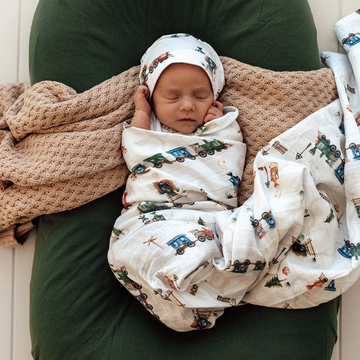 Organic Muslin Wrap - Trains