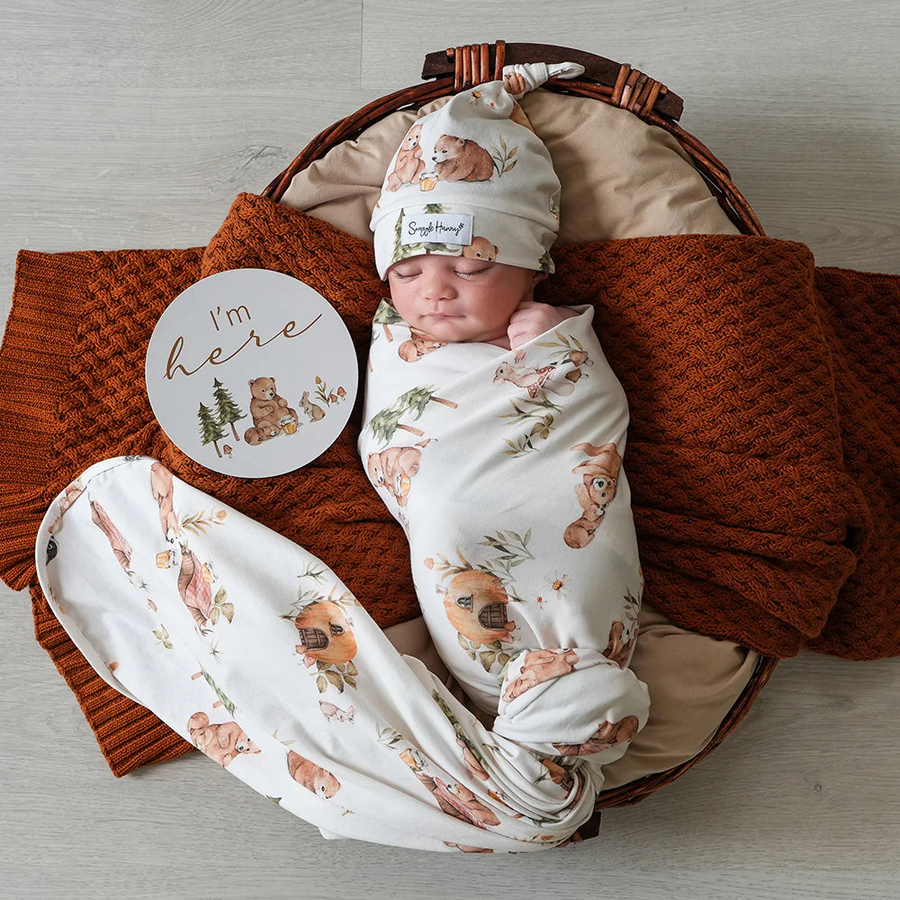 Baby Jersey Wrap & Beanie Set - Bears
