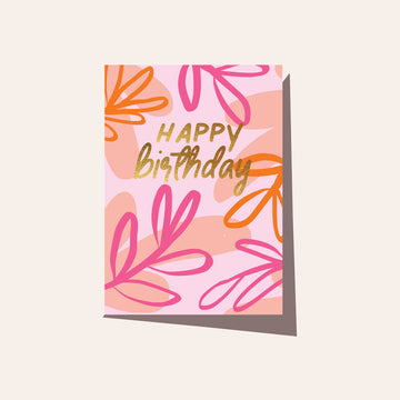 Foliage Peach Birthday Card
