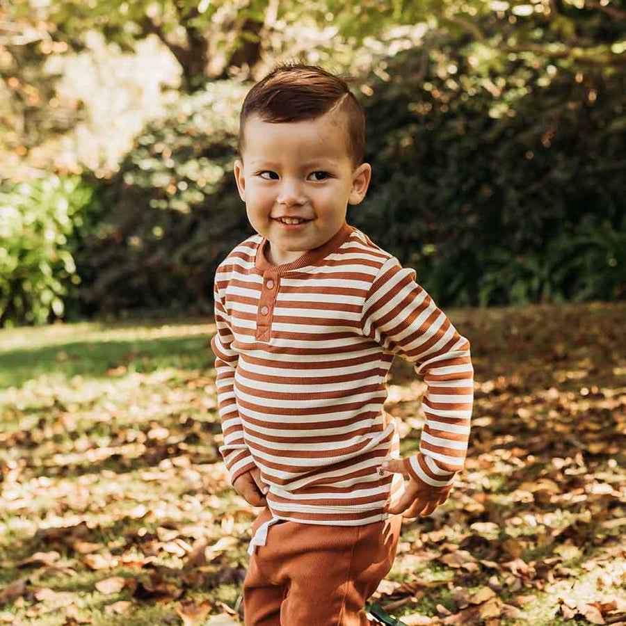 Biscuit Stripe Henley Top