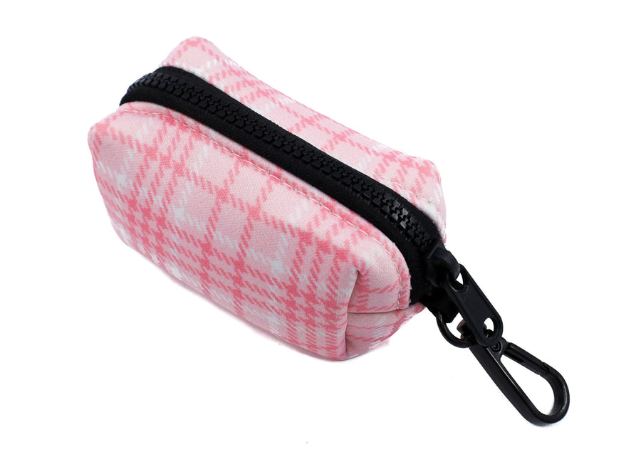 Pink Houndstooth Poo Bag Holder