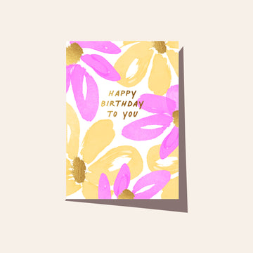 Birthday Brushy Lemon Flower Card
