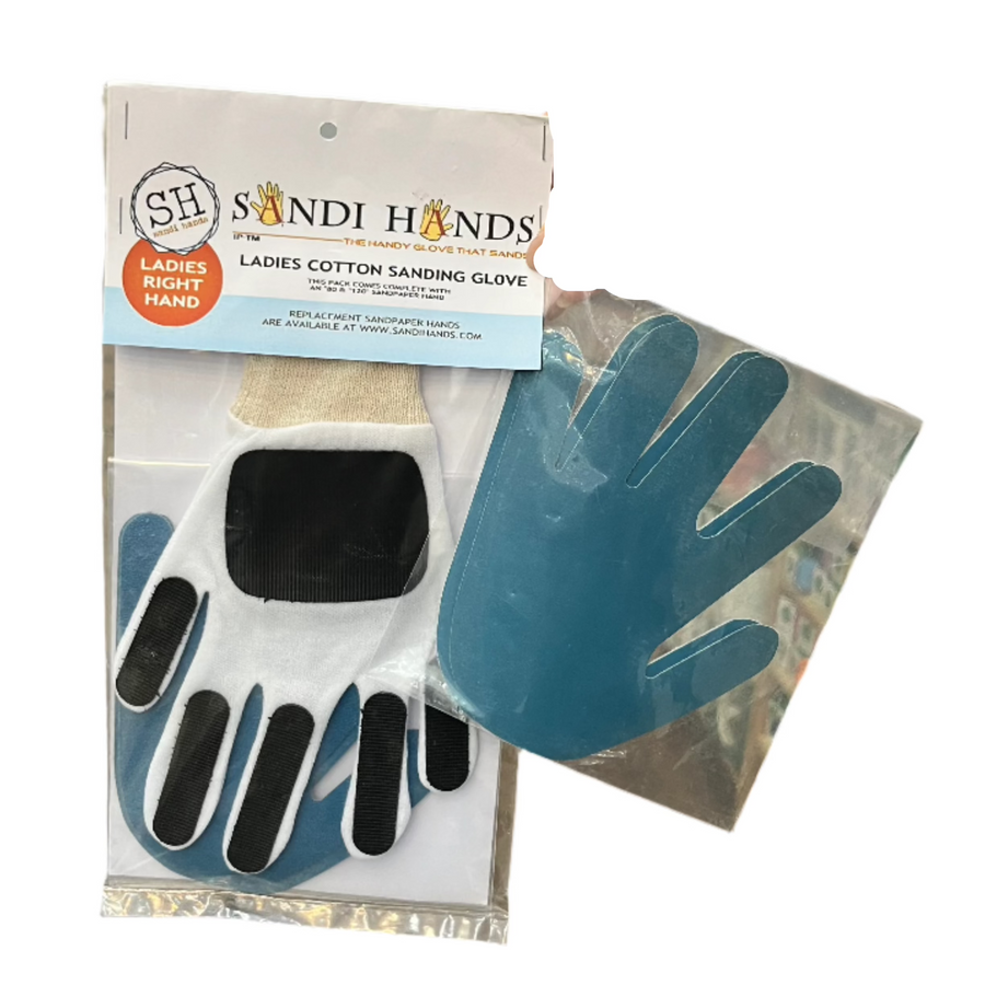 Ladies Cotton Sanding Glove - Right Hand PLUS 4 sanding pads