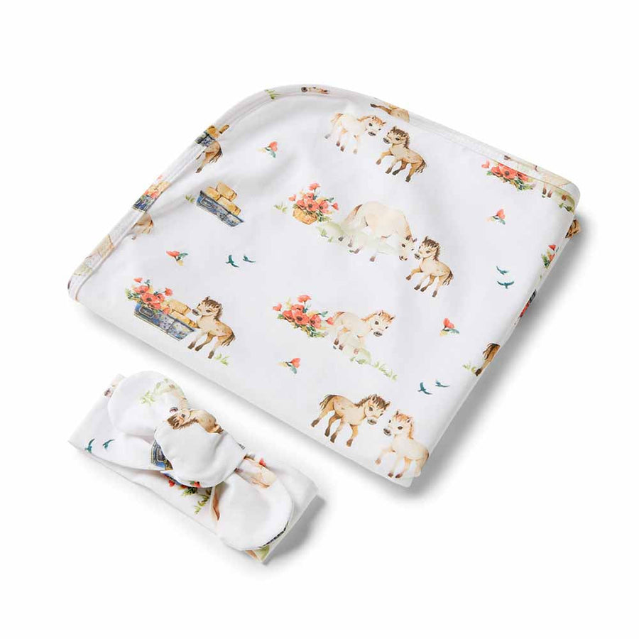 Baby Jersey Wrap & Top Knot Set - Pony Pals