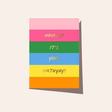 Stripe Birthday Hooray Card