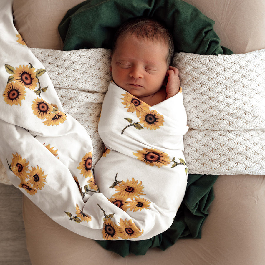 Baby Jersey Wrap and Top Knot Set - Sunflower