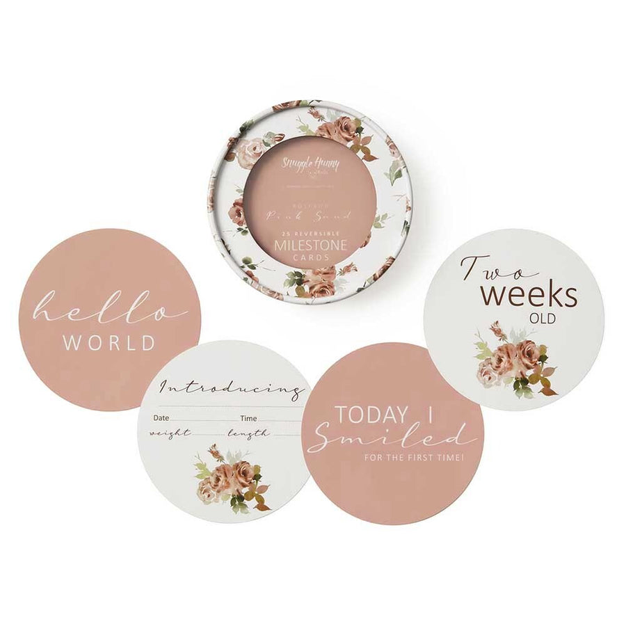 Rosebud and Pink Sand Reversible Milestone Cards