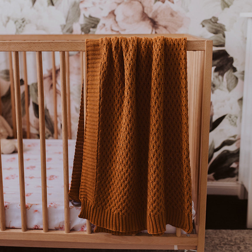 Bronze - Diamond Knit Baby Blanket