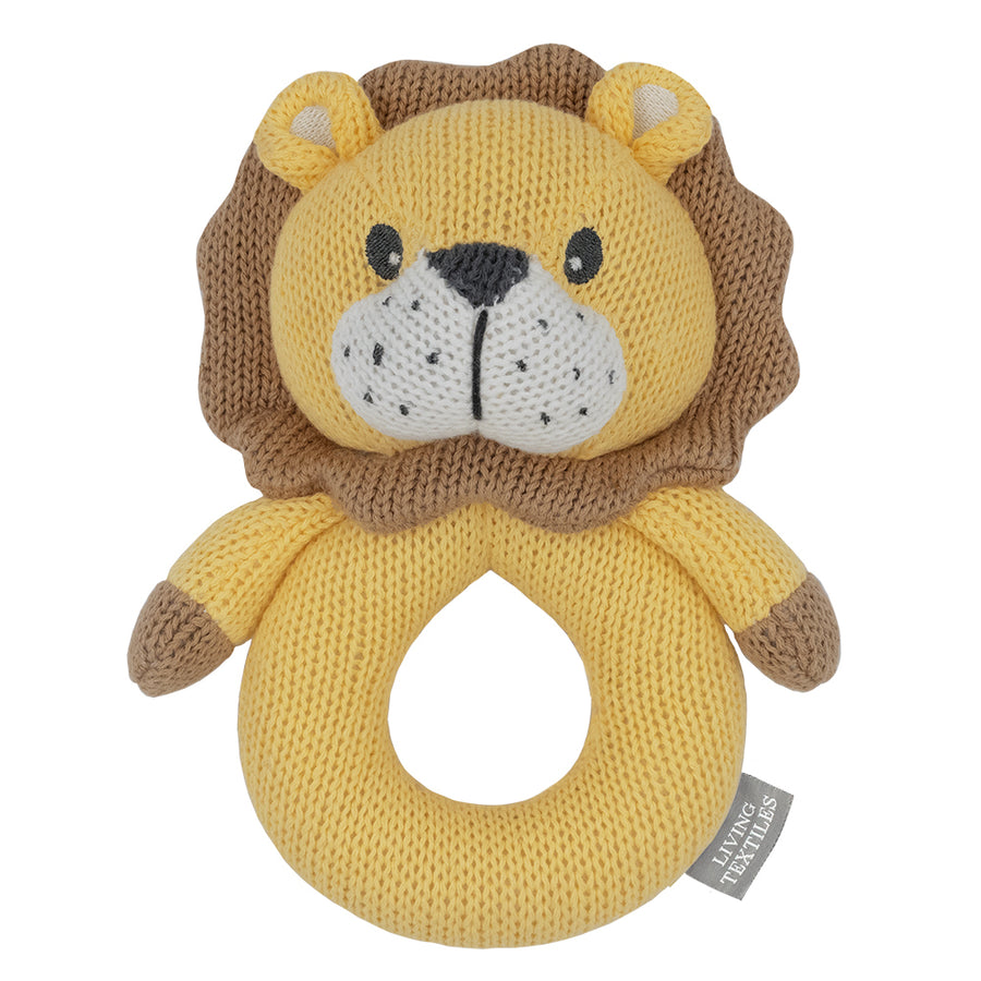 Knitted Ring Rattle - Leo the Lion