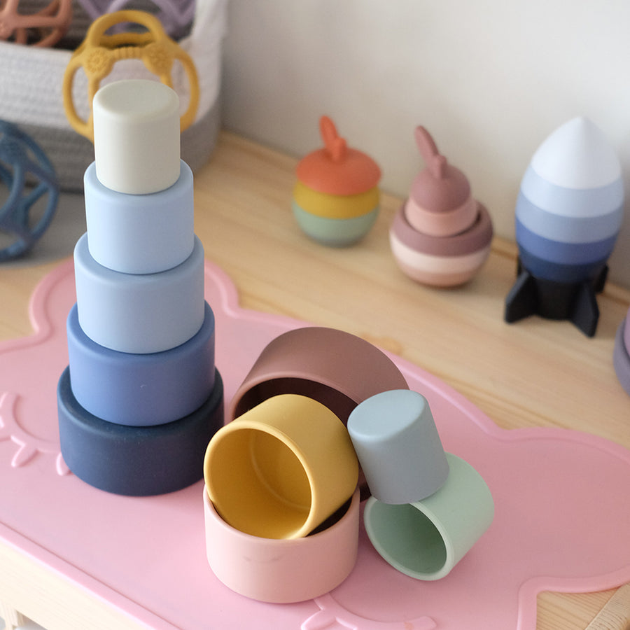 Silicone Nesting Blocks - Multi Blue