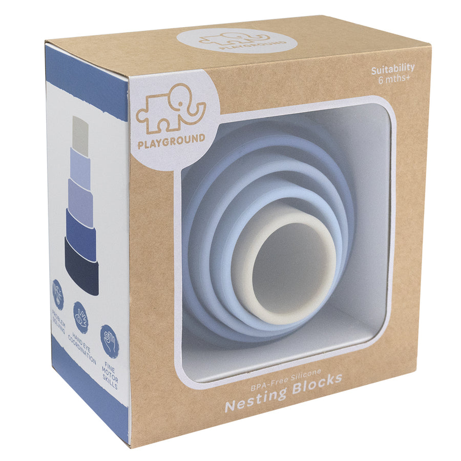 Silicone Nesting Blocks - Multi Blue