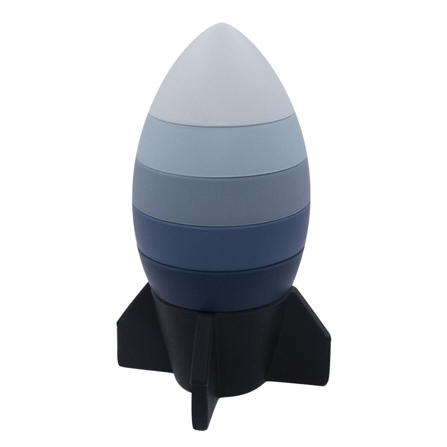 Silicone Rocket Stacking Puzzle - Multi Blue