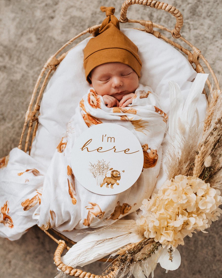 Organic Muslin Wrap - Lion