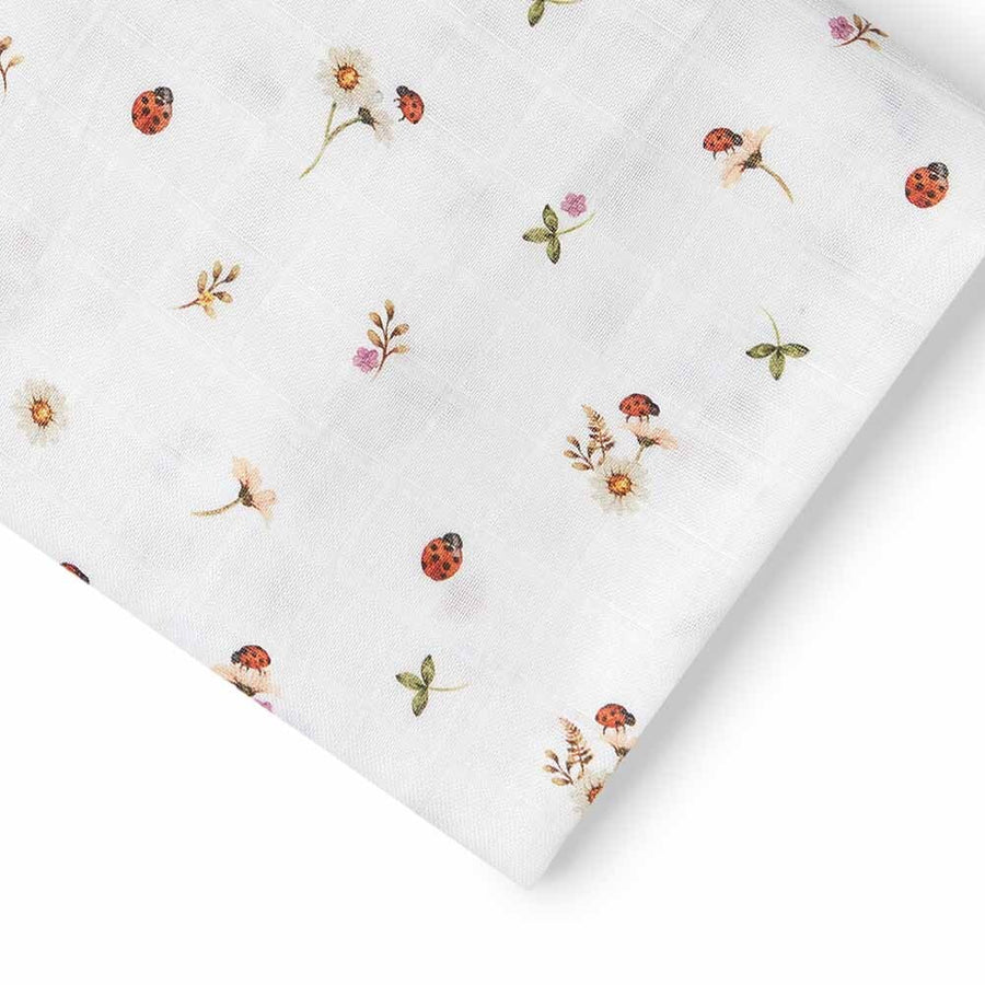 Organic Muslin Wrap - Ladybug