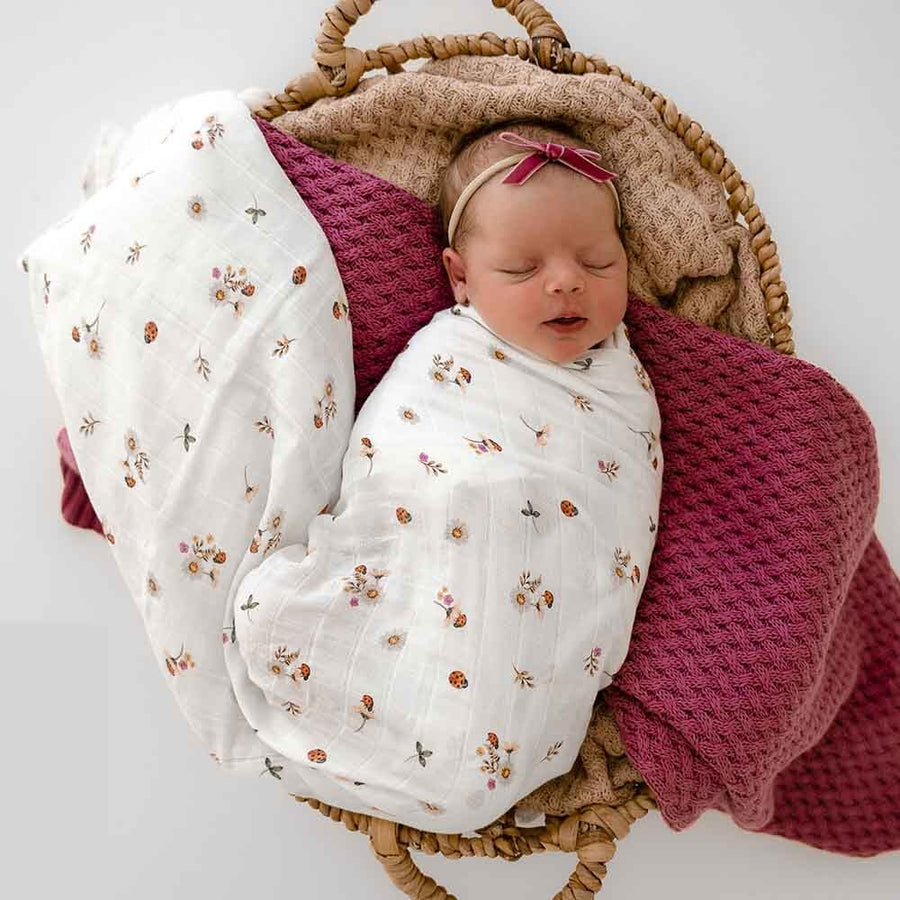 Organic Muslin Wrap - Ladybug