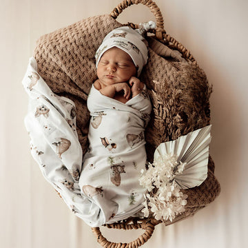 Baby Jersey Wrap and Beanie Set - Fox