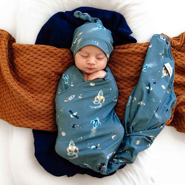 Baby Jersey Wrap and Beanie Set - Rocket
