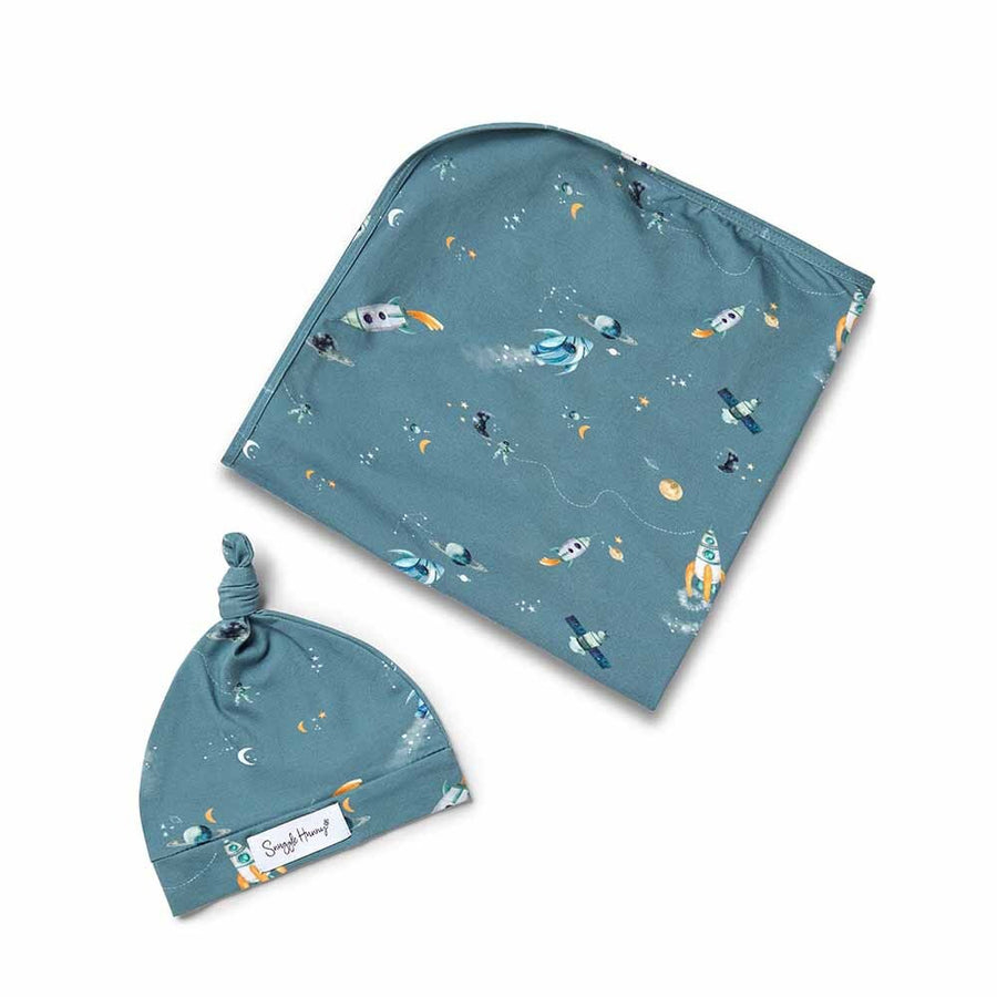 Baby Jersey Wrap and Beanie Set - Rocket