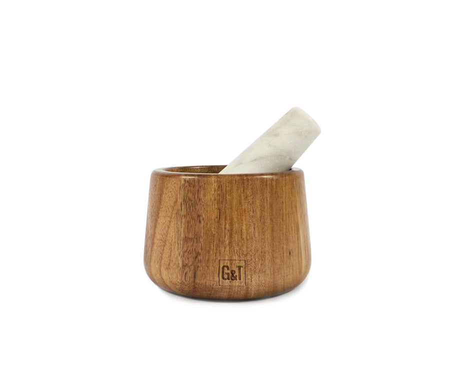 Acacia/Marble Mortar & Pestle