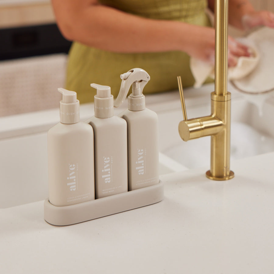 Stone - Dishwashing Liquid, Hand Wash & Bench Spray + Tray, Premium Kitchen Trio