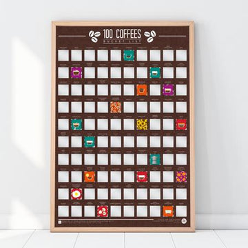 Bucket List Scratch Poster - 100 Coffees