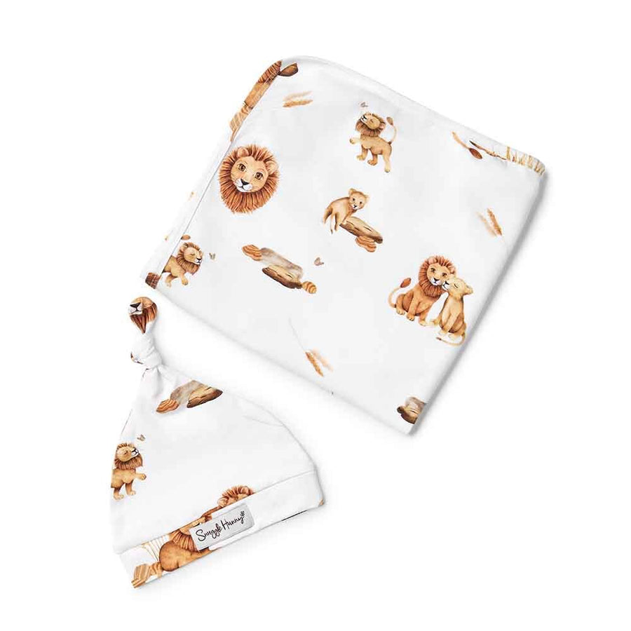 Baby Jersey Wrap and Beanie Set - Lion