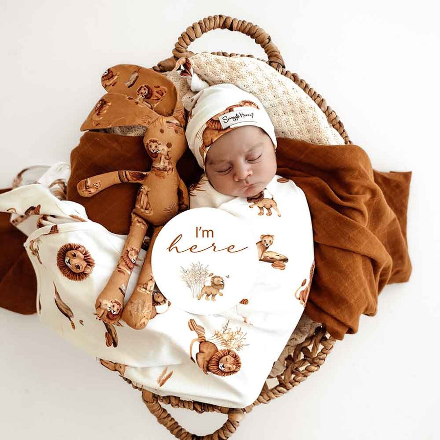 Baby Jersey Wrap and Beanie Set - Lion