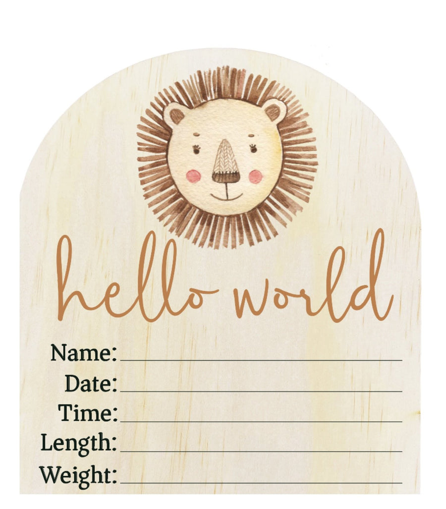 Hello World Lion Wooden Arch Birth Disc